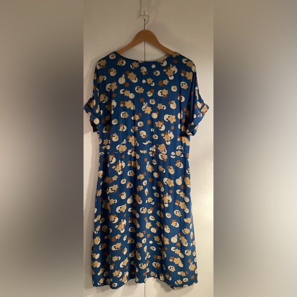 White Stuff blue drawstring dress, viscose, mid length, Size 10 - Picture 6 of 15